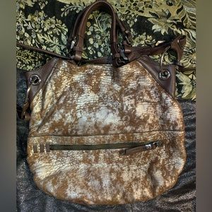 Or YANY Sydney Coffee Brown Silver Large Convertible Hobo Shoulder Bag